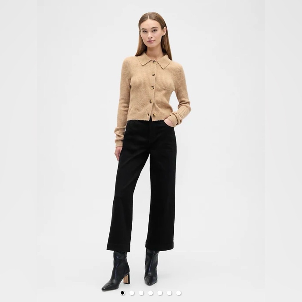 Gap High Rise Wide-Leg Crop Jeans 27 regular black wash women’s denim